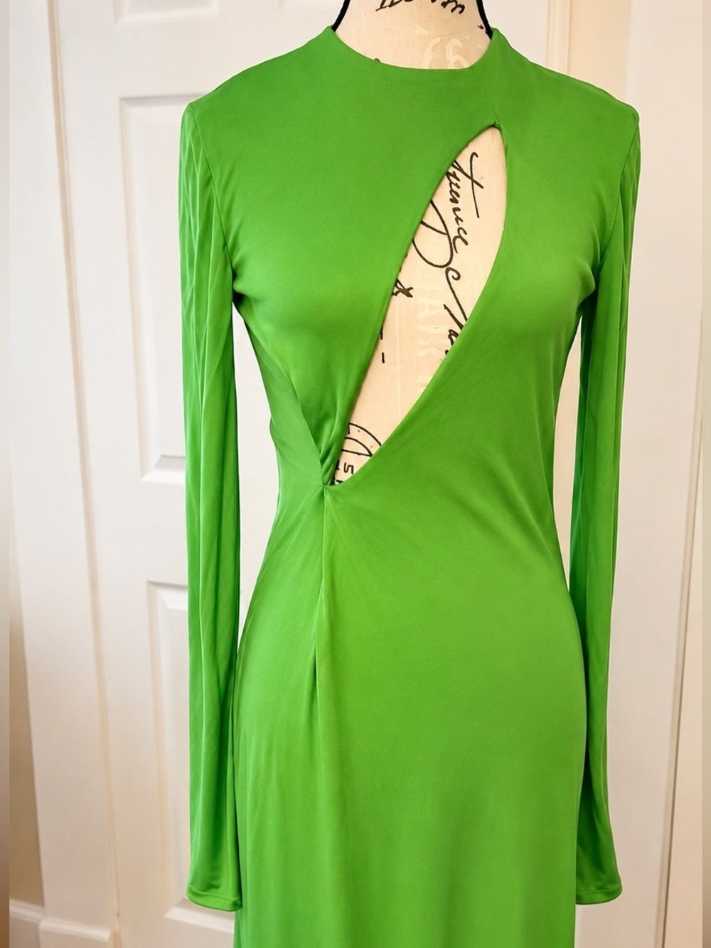 Tom Ford Slash Cutout Long Sleeve Fluid Jersey Gown Size IT 36 US 2 Green NWOT - Picture 3 of 6